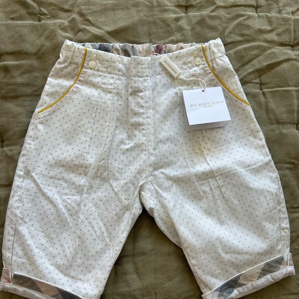 Burberry White Polka Dot Baby Summer Pants